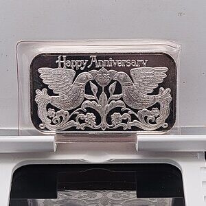 Madison Mint Happy Anniversary 1983 999 Fine Silver One Troy Ounce Bar